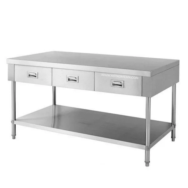 Meja Stainless Steel Working Table With Drawer