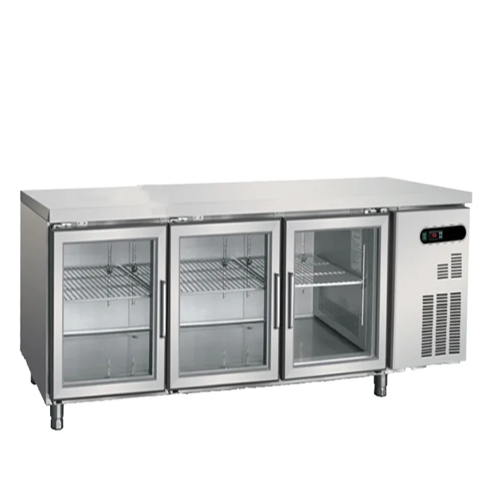 Glass Door Under Counter Chiller 3 Pintu